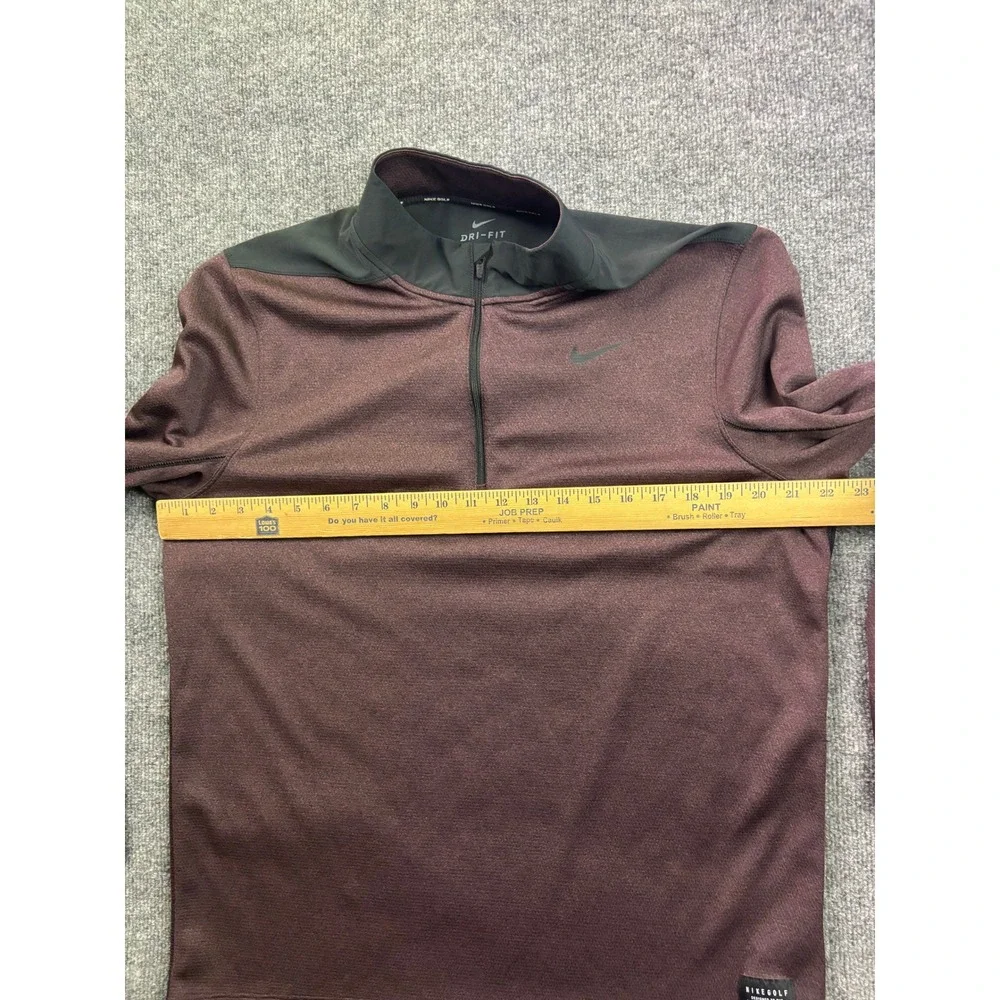 Nike Golf 1/4 Zip Pullover Mens Large Burgundy Black Dri-FIT Performance Top